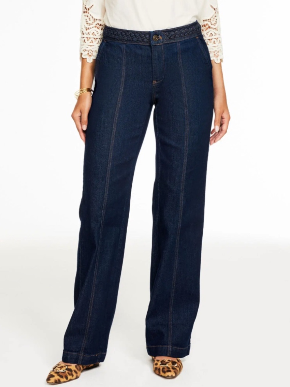 Talbots Classic Jean Trousers with Braided Waist